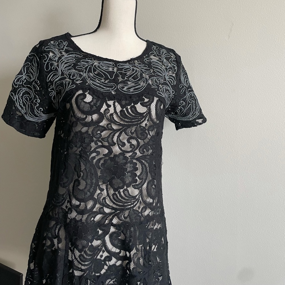 Free People Lace See Through Dress Sz M - Picture 2 of 5